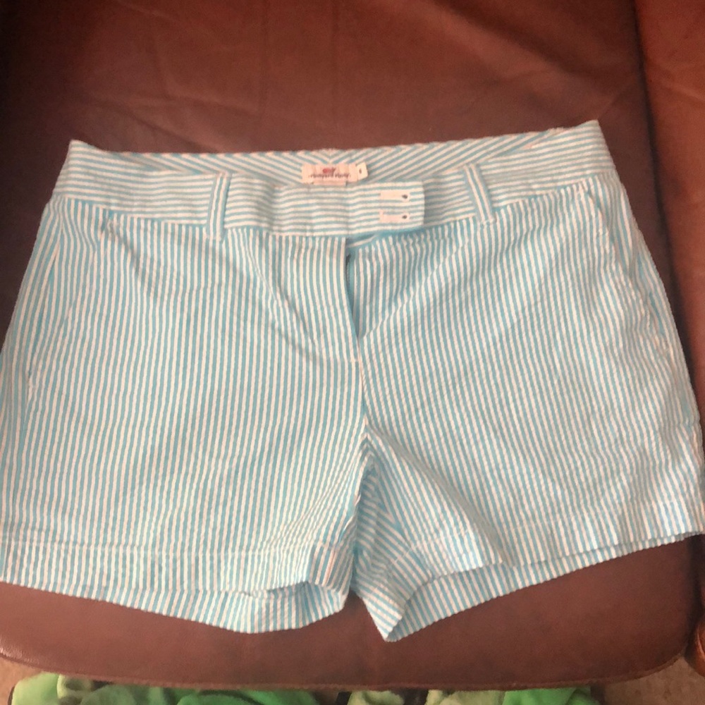 vineyard vines turquoise seersucker shorts